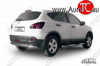 10 709 р. Защита заднего бампера Arbori (нержавейка, 2 трубы d57 и 42 mm). Nissan Qashqai 1 дорестайлинг (2007-2010)  с доставкой в г. Горно‑Алтайск