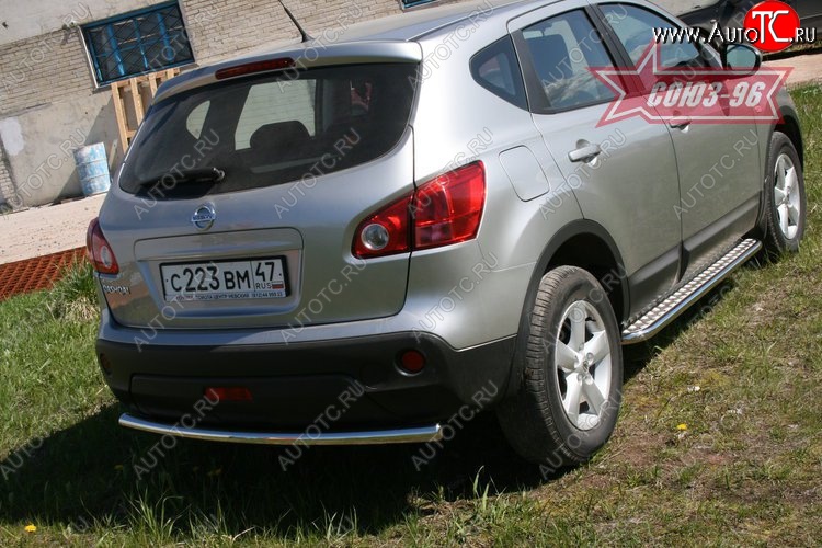 8 369 р. Защита заднего бампера Souz-96 (d60) Nissan Qashqai 1 дорестайлинг (2007-2010)  с доставкой в г. Горно‑Алтайск