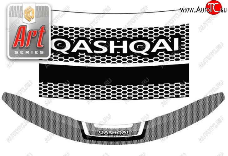 2 399 р. Дефлектор капота CA-Plastiс  Nissan Qashqai  2 (2013-2019) J11 дорестайлинг (Серия Art графит)  с доставкой в г. Горно‑Алтайск