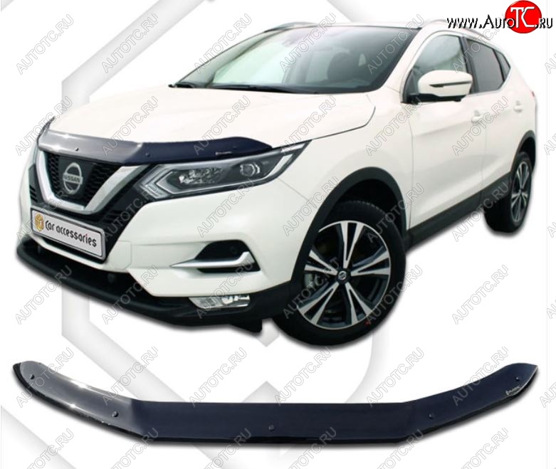 1 999 р. Дефлектор капота CA-Plastiс  Nissan Qashqai  2 (2017-2022) J11 рестайлинг (Classic черный, Без надписи)  с доставкой в г. Горно‑Алтайск