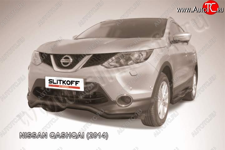 10 499 р. Защита переднего бампер Slitkoff Nissan Qashqai 2 J11 дорестайлинг (2013-2019) (Цвет: серебристый)  с доставкой в г. Горно‑Алтайск