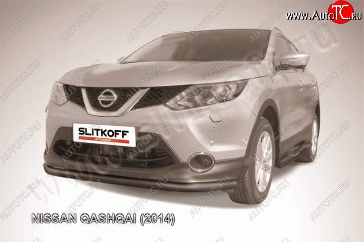 9 199 р. Защита переднего бампер Slitkoff Nissan Qashqai 2 J11 дорестайлинг (2013-2019) (Цвет: серебристый)  с доставкой в г. Горно‑Алтайск