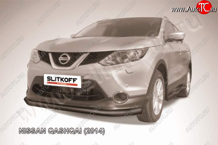 9 649 р. Защита переднего бампер Slitkoff Nissan Qashqai 2 J11 дорестайлинг (2013-2019) (Цвет: серебристый)  с доставкой в г. Горно‑Алтайск