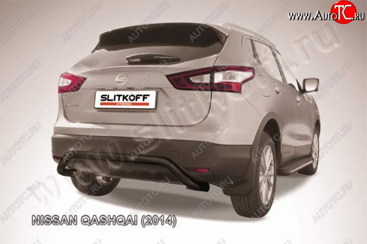 9 549 р. Защита задняя Slitkoff Nissan Qashqai 2 J11 дорестайлинг (2013-2019) (Цвет: серебристый)  с доставкой в г. Горно‑Алтайск