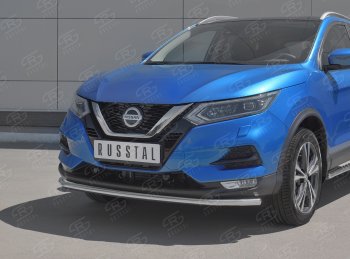 12 349 р. Защита переднего бампера (Ø42 мм, нержавейка) SLITKOFF  Nissan Qashqai  2 (2017-2022) J11 рестайлинг  с доставкой в г. Горно‑Алтайск. Увеличить фотографию 2