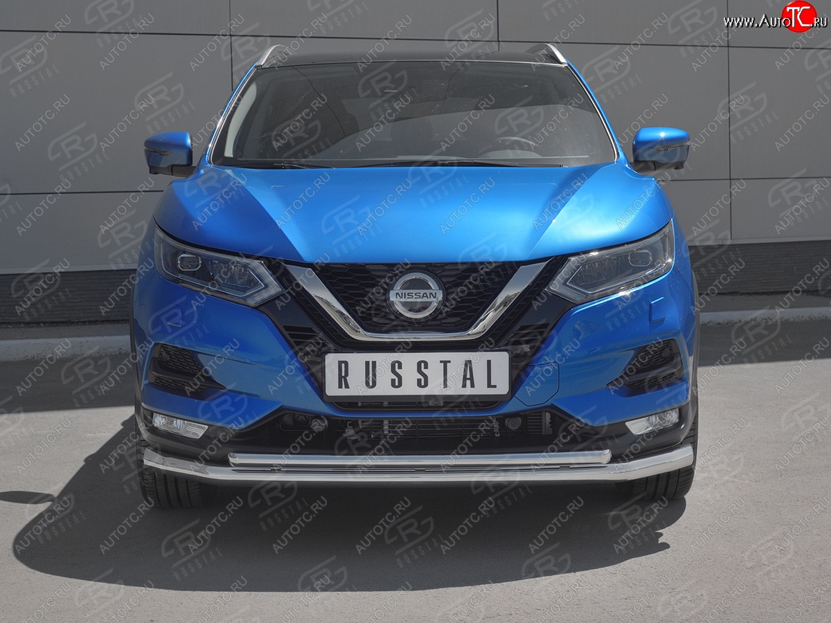 20 949 р. Защита переднего бампера (2 трубы Ø63 и 42 мм, нержавейка) SLITKOFF Nissan Qashqai 2 J11 рестайлинг (2017-2022)  с доставкой в г. Горно‑Алтайск