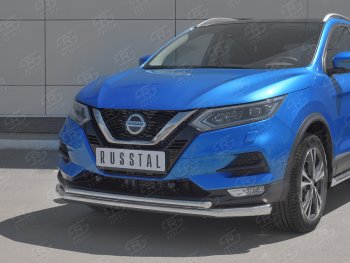 20 949 р. Защита переднего бампера (2 трубы Ø63 и 42 мм, нержавейка) SLITKOFF Nissan Qashqai 2 J11 рестайлинг (2017-2022)  с доставкой в г. Горно‑Алтайск. Увеличить фотографию 2