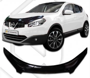 2 399 р. Дефлектор капота CA-Plastiс exclusive Nissan Qashqai +2 1 J10 дорестайлинг (2008-2010) (Classic черный, Без надписи)  с доставкой в г. Горно‑Алтайск. Увеличить фотографию 1