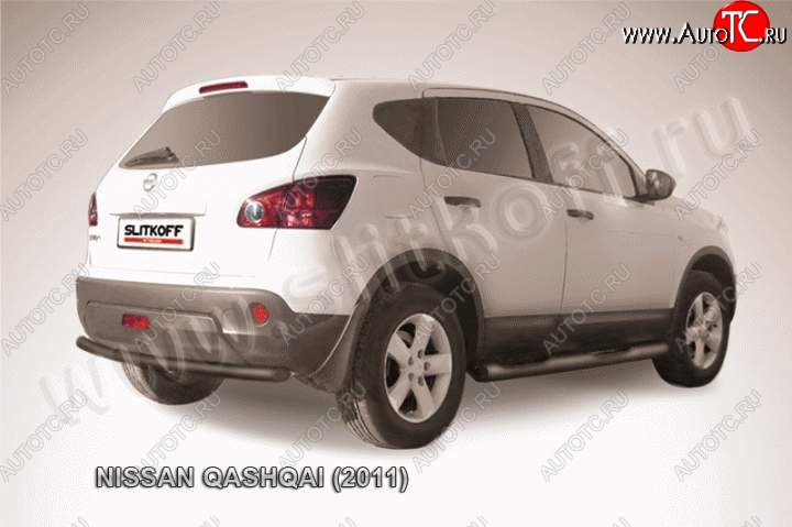 8 449 р. Защита задняя Slitkoff Nissan Qashqai 1 J10 рестайлинг (2010-2013) (Цвет: серебристый)  с доставкой в г. Горно‑Алтайск