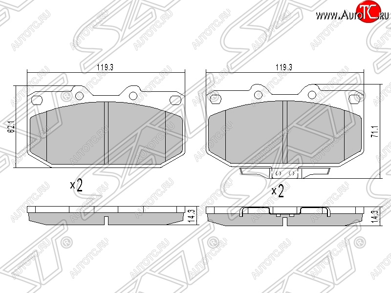 1 299 р. Колодки тормозные SAT (передние)  Subaru Impreza ( GD,  GG) (2000-2007) седан дорестайлинг, седан 1-ый рестайлинг, хэтчбэк 1-ый рестайлинг, седан 2-ой рестайлинг, хэтчбэк 2-ой рестайлинг  с доставкой в г. Горно‑Алтайск