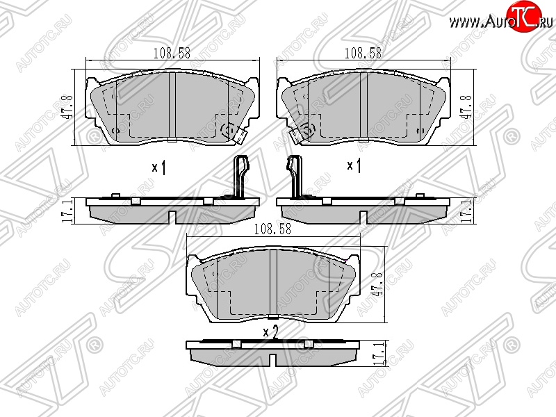 1 039 р. Колодки тормозные SAT (передние)  Nissan Sunny  N14 (1990-1998)  с доставкой в г. Горно‑Алтайск