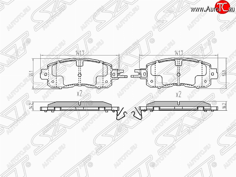 1 499 р. Колодки тормозные (передние) SAT  Nissan Teana  3 L33 (2014-2020) дорестайлинг  с доставкой в г. Горно‑Алтайск