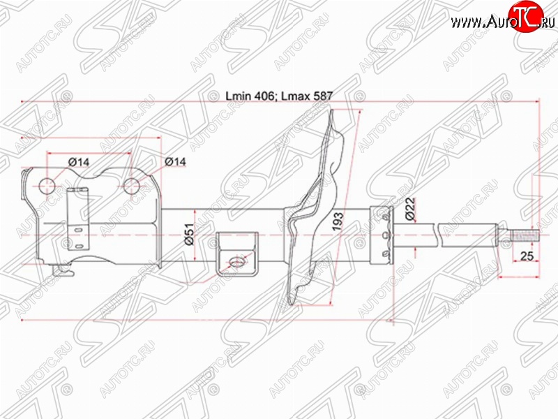 4 699 р. Правый амортизатор передний SAT Nissan Teana 1 J31 дорестайлинг (2003-2005)  с доставкой в г. Горно‑Алтайск