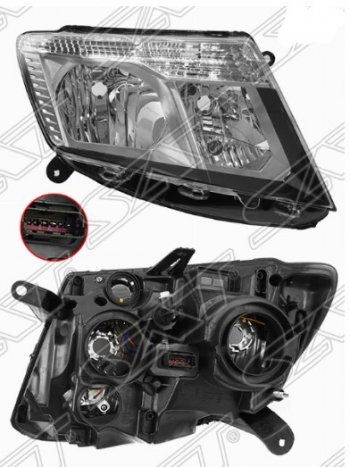 Правая передняя фара SAT (светлый хром) Nissan Terrano  D10 (2016-2022) рестайлинг