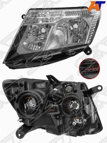 Левая передняя фара SAT (светлый хром) Nissan Terrano  D10 (2016-2022) рестайлинг