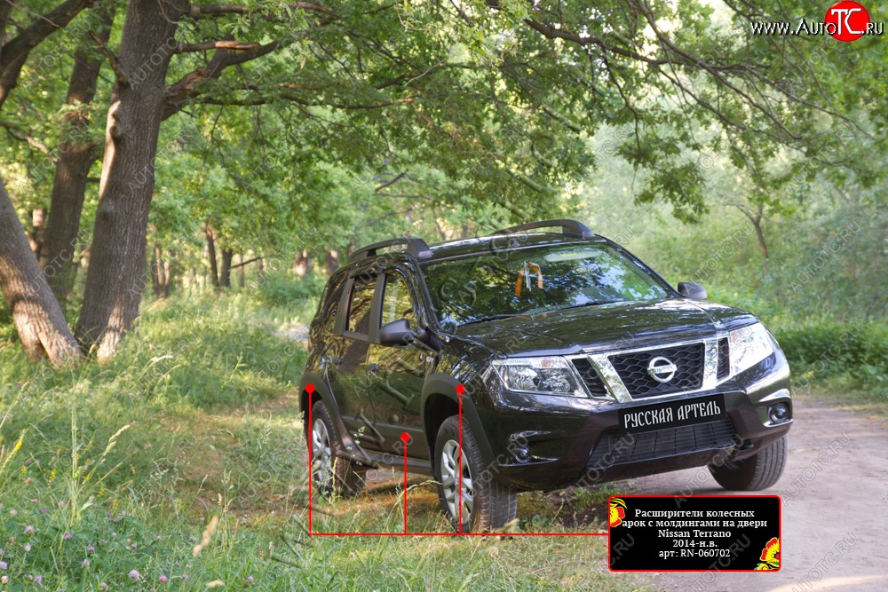 13 999 р. Расширители арок с молдингами дверей RA (комплект) Nissan Terrano D10 дорестайлинг (2013-2016) (Поверхность шагрень)  с доставкой в г. Горно‑Алтайск