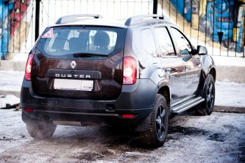 15 899 р. Порожки для ног из трубы Ø51 с алюминиевой площадкой Petroil Tuning Эстонец Nissan Terrano D10 дорестайлинг (2013-2016) (Черный (Шагрень))  с доставкой в г. Горно‑Алтайск. Увеличить фотографию 5