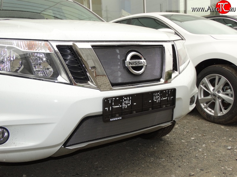 1 599 р. Сетка в решетку радиатора Russtal  Nissan Terrano  D10 (2013-2022) дорестайлинг, рестайлинг (хром)  с доставкой в г. Горно‑Алтайск