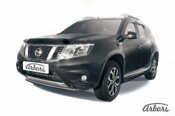 7 019 р. Защита переднего бампера Arbori (черная, 1 труба d42 mm).  Nissan Terrano  D10 (2013-2022) дорестайлинг, рестайлинг  с доставкой в г. Горно‑Алтайск. Увеличить фотографию 1