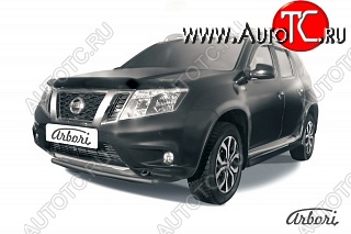 7 019 р. Защита переднего бампера Arbori (черная, 1 труба d42 mm). Nissan Terrano D10 рестайлинг (2016-2022)  с доставкой в г. Горно‑Алтайск