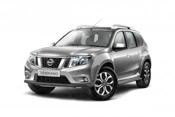 4 299 р. Защита переднего бампера (одинарная, Ø63 мм) Petroil Tuning Nissan Terrano D10 дорестайлинг (2013-2016) (Серебристый (Искра))  с доставкой в г. Горно‑Алтайск. Увеличить фотографию 2