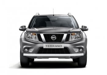 4 299 р. Защита переднего бампера (одинарная, Ø63 мм) Petroil Tuning Nissan Terrano D10 дорестайлинг (2013-2016) (Серебристый (Искра))  с доставкой в г. Горно‑Алтайск. Увеличить фотографию 3