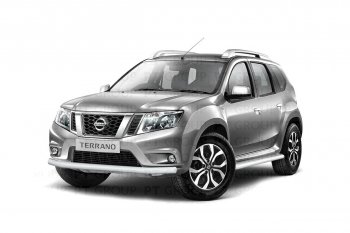 4 299 р. Защита переднего бампера (одинарная, Ø63 мм) Petroil Tuning Nissan Terrano D10 дорестайлинг (2013-2016) (Серебристый (Искра))  с доставкой в г. Горно‑Алтайск. Увеличить фотографию 4