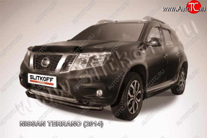 6 799 р. Защита переднего бампер Slitkoff  Nissan Terrano  D10 (2013-2022) дорестайлинг, рестайлинг (Цвет: серебристый)  с доставкой в г. Горно‑Алтайск