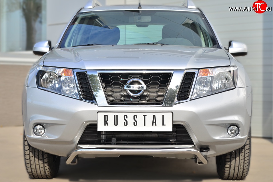 13 699 р. Защита переднего бампера (Ø42 мм волна, нержавейка) SLITKOFF Nissan Terrano D10 дорестайлинг (2013-2016)  с доставкой в г. Горно‑Алтайск