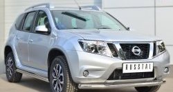 17 299 р. Защита порогов из круглой трубы диаметром 63 мм Russtal Nissan Terrano D10 дорестайлинг (2013-2016) (Защита порогов с со скосами на торцах (вариант 1))  с доставкой в г. Горно‑Алтайск. Увеличить фотографию 3