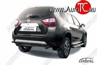 7 019 р. Защита заднего бампера Arbori (черная, 1 труба d42 mm). Nissan Terrano D10 дорестайлинг (2013-2016)  с доставкой в г. Горно‑Алтайск