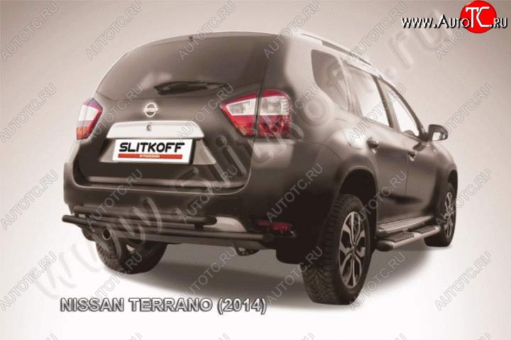 6 399 р. Защита задняя Slitkoff Nissan Terrano D10 дорестайлинг (2013-2016) (Цвет: серебристый)  с доставкой в г. Горно‑Алтайск