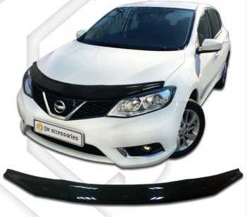 1 999 р. Дефлектор капота CA-Plastiс  Nissan Tiida  2 хэтчбек (2015-2016) C13 дорестайлинг (Classic черный, Без надписи)  с доставкой в г. Горно‑Алтайск. Увеличить фотографию 1