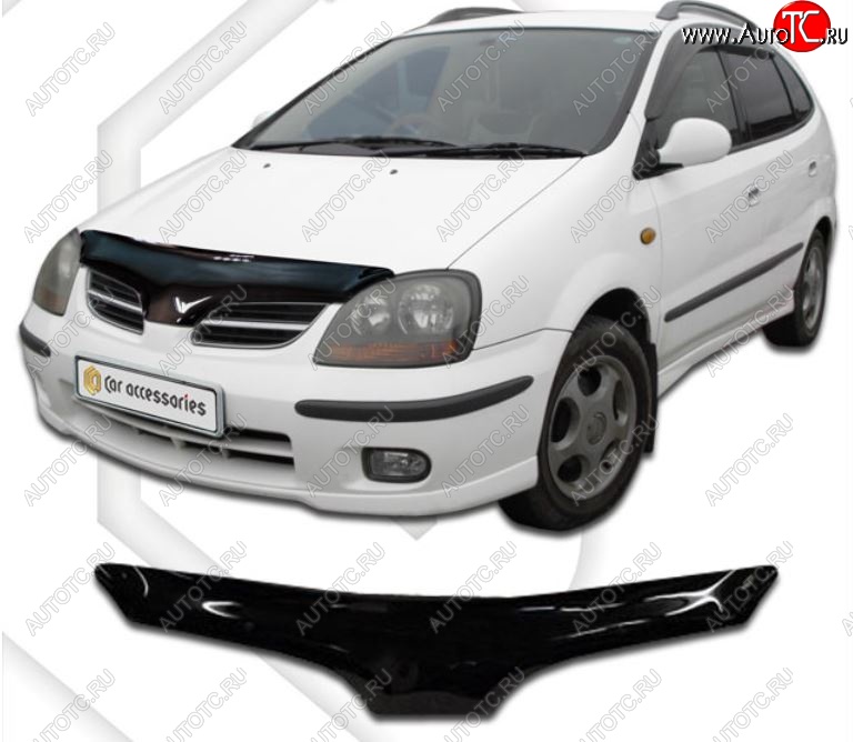 1 999 р. Дефлектор капота CA-Plastic  Nissan Tino (1998-2003) V10 доресталийнг (Classic черный, Без надписи)  с доставкой в г. Горно‑Алтайск