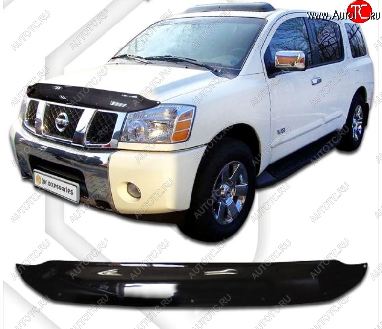 2 159 р. Дефлектор капота CA-Plastiс  Nissan titan (2003-2015) (Classic черный, Без надписи)  с доставкой в г. Горно‑Алтайск