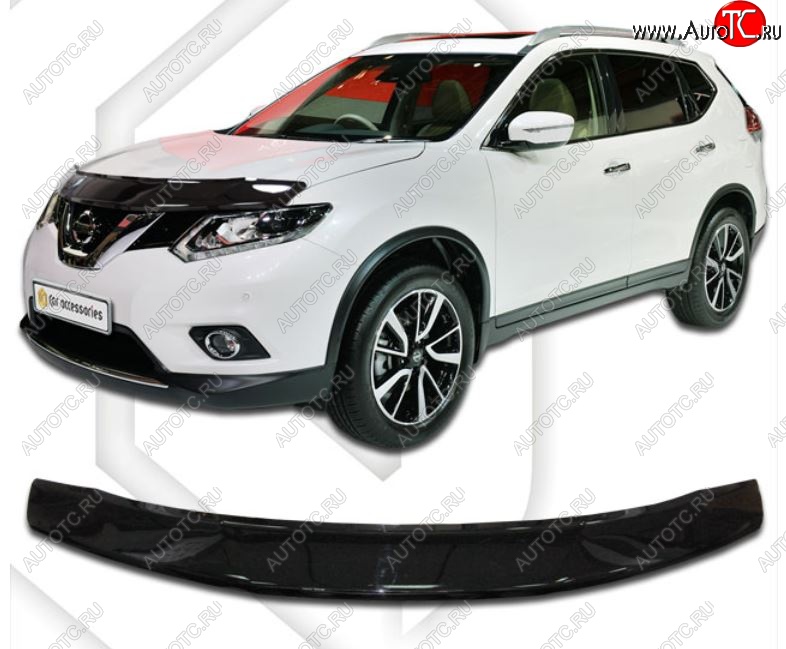 2 189 р. Дефлектор капота CA-Plastiс  Nissan X-trail  3 T32 (2013-2022) дорестайлинг, рестайлинг (Classic черный, Без надписи)  с доставкой в г. Горно‑Алтайск