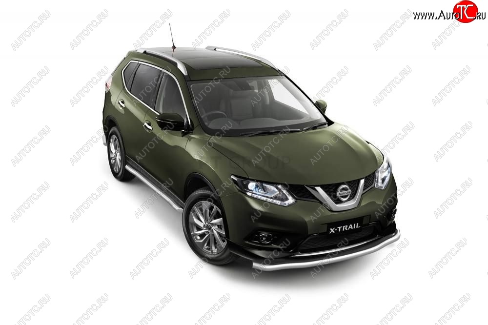 25 699 р. Защита порогов вогнутая из трубы Ø63 Petroil Tuning Nissan X-trail 3 T32 рестайлинг (2017-2022) (Нержавеющая полированная сталь)  с доставкой в г. Горно‑Алтайск