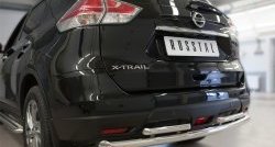 13 649 р. Защита заднего бампера (Ø63 и 42 мм, уголки, нержавейка) SLITKOFF Nissan X-trail 3 T32 рестайлинг (2017-2022)  с доставкой в г. Горно‑Алтайск. Увеличить фотографию 2