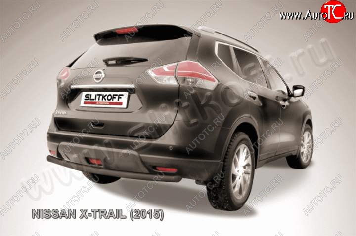 7 599 р. Защита задняя Slitkoff Nissan X-trail 3 T32 рестайлинг (2017-2022) (Цвет: серебристый)  с доставкой в г. Горно‑Алтайск