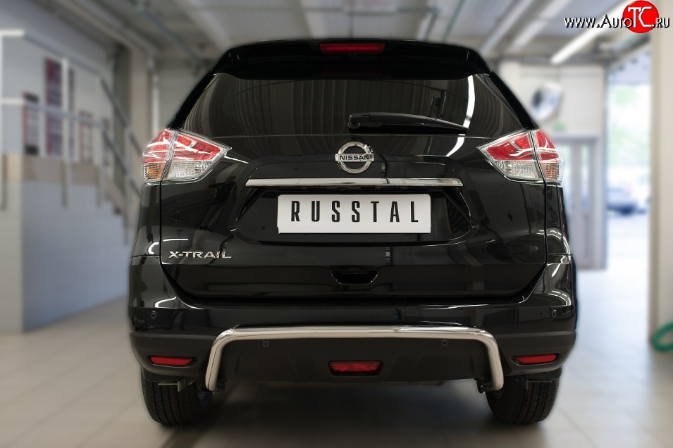 16 499 р. Защита заднего бампера (Ø42 мм волна, нержавейка) SLITKOFF Nissan X-trail 3 T32 рестайлинг (2017-2022)  с доставкой в г. Горно‑Алтайск