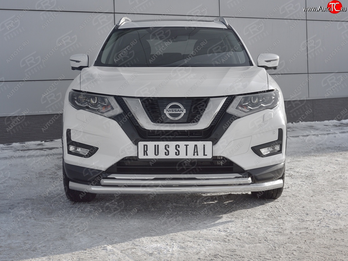 17 949 р. Защита переднего бампера (Ø63 и 42 мм) Nissan X-trail 3 T32 дорестайлинг (2013-2018)  с доставкой в г. Горно‑Алтайск