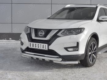 22 599 р. Защита переднего бампера (Ø63 мм с клыками, нержавейка) SLITKOFF Nissan X-trail 3 T32 дорестайлинг (2013-2018)  с доставкой в г. Горно‑Алтайск. Увеличить фотографию 4