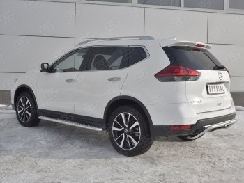 13 999 р. Защита заднего бампера (Ø42 мм волна, нержавейка) SLITKOFF Nissan X-trail 3 T32 рестайлинг (2017-2022)  с доставкой в г. Горно‑Алтайск. Увеличить фотографию 2