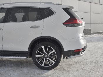 16 699 р. Защита заднего бампера (Ø63 мм уголки, нержавейка) SLITKOFF Nissan X-trail 3 T32 рестайлинг (2017-2022)  с доставкой в г. Горно‑Алтайск. Увеличить фотографию 3