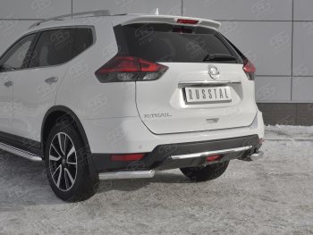 16 699 р. Защита заднего бампера (Ø63 мм уголки, нержавейка) SLITKOFF Nissan X-trail 3 T32 рестайлинг (2017-2022)  с доставкой в г. Горно‑Алтайск. Увеличить фотографию 4