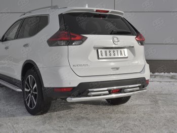 16 599 р. Защита заднего бампера (Ø63 и 42 мм , нержавейка) RUSSTAL  Nissan X-trail  3 T32 (2017-2022) рестайлинг  с доставкой в г. Горно‑Алтайск. Увеличить фотографию 4