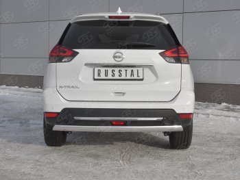 Защита заднего бампера (Ø75x42 мм, нержавейка) Russtal Nissan X-trail 3 T32 рестайлинг (2017-2022)