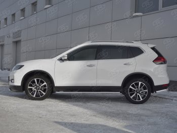 15 299 р. Защита порогов (Ø75x42 мм с проступью) Russtal Nissan X-trail 3 T32 рестайлинг (2017-2022)  с доставкой в г. Горно‑Алтайск. Увеличить фотографию 2