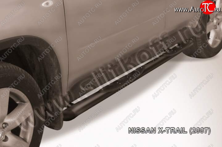 10 849 р. Пороги d76 с проступями со скосами  Nissan X-trail  2 T31 (2007-2011) дорестайлинг (Цвет: серебристый)  с доставкой в г. Горно‑Алтайск