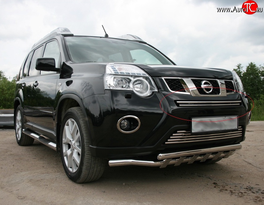 2 204 р. Декоративная вставка воздухозаборника Novline (d16 мм, верхняя) Nissan X-trail 2 T31 рестайлинг (2010-2015)  с доставкой в г. Горно‑Алтайск